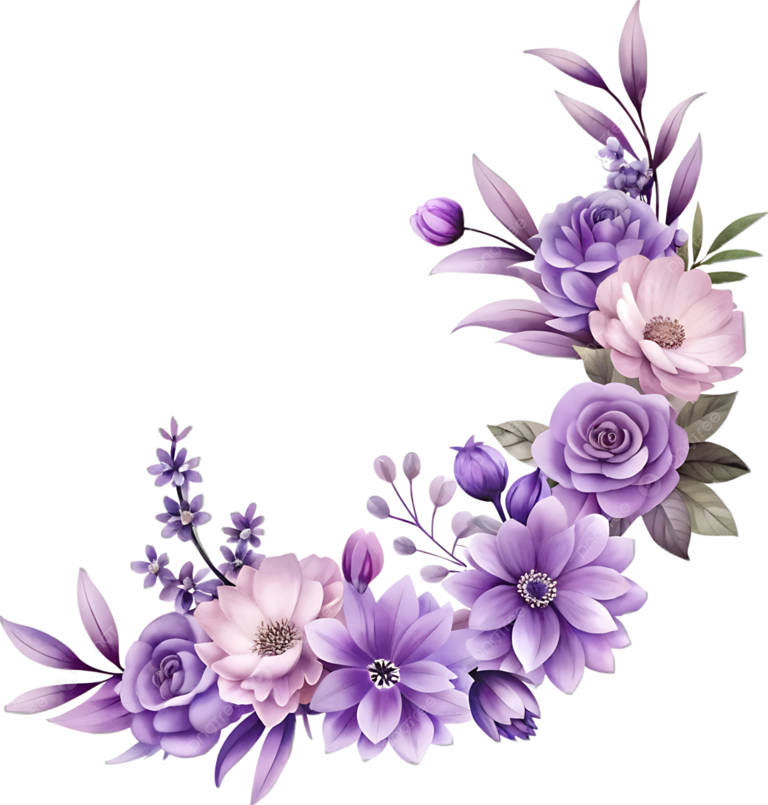 purple flowers on a white background