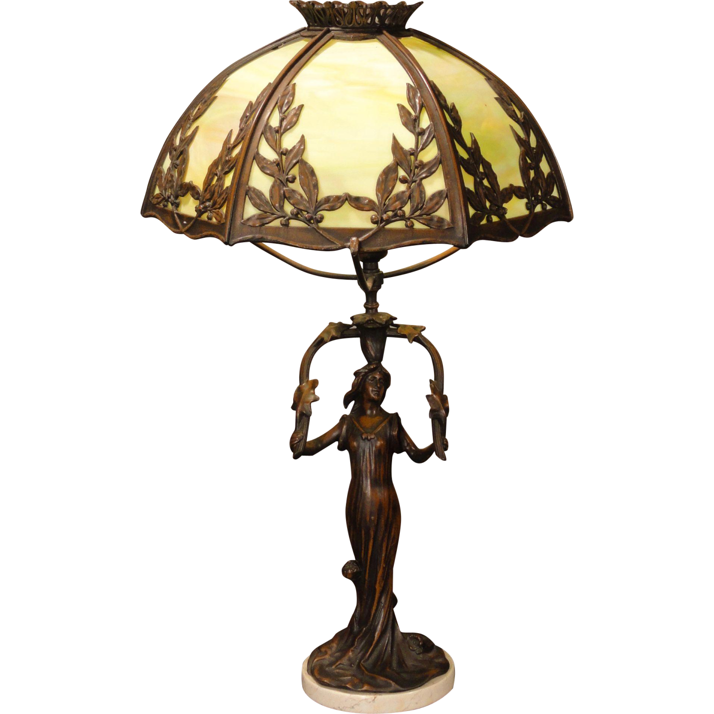 a table lamp with a woman holding an umbrella