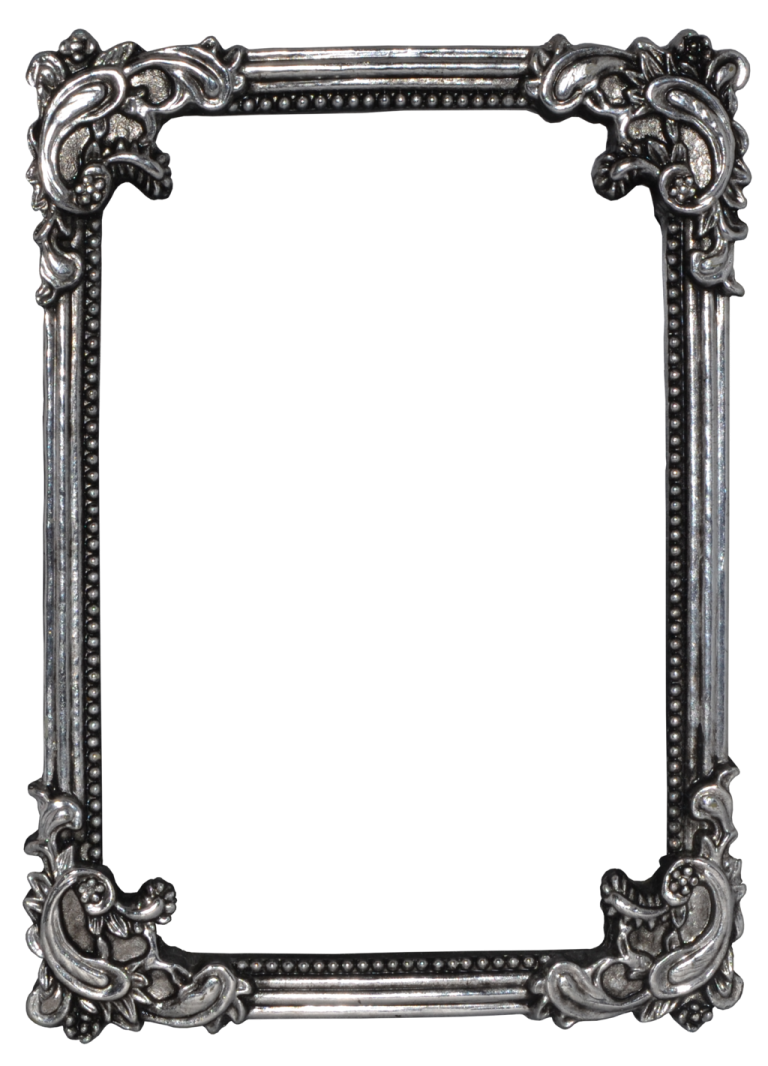 a silver frame on a white background