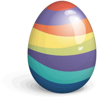 a rainbow colored easter egg on a white background