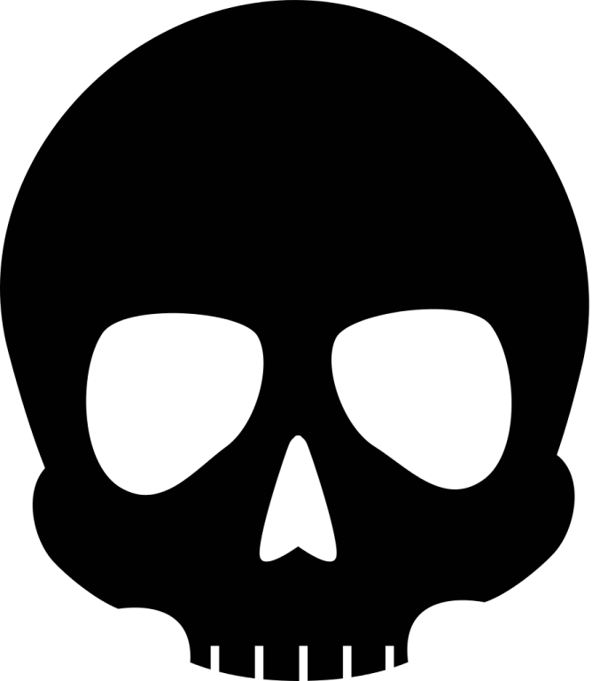 a black and white skull on a white background