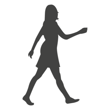 a silhouette of a woman walking