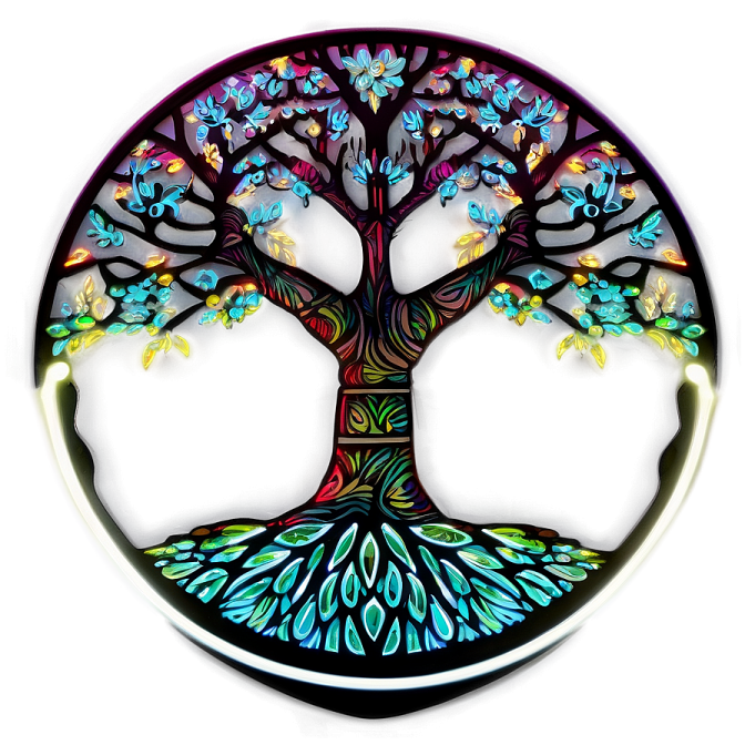 the tree of life is painted on a white background