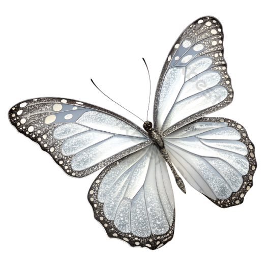 a white butterfly with black and white wings