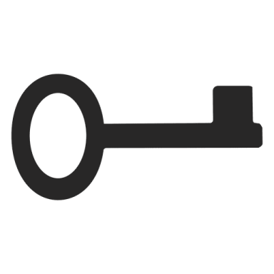 a black and white icon of a key