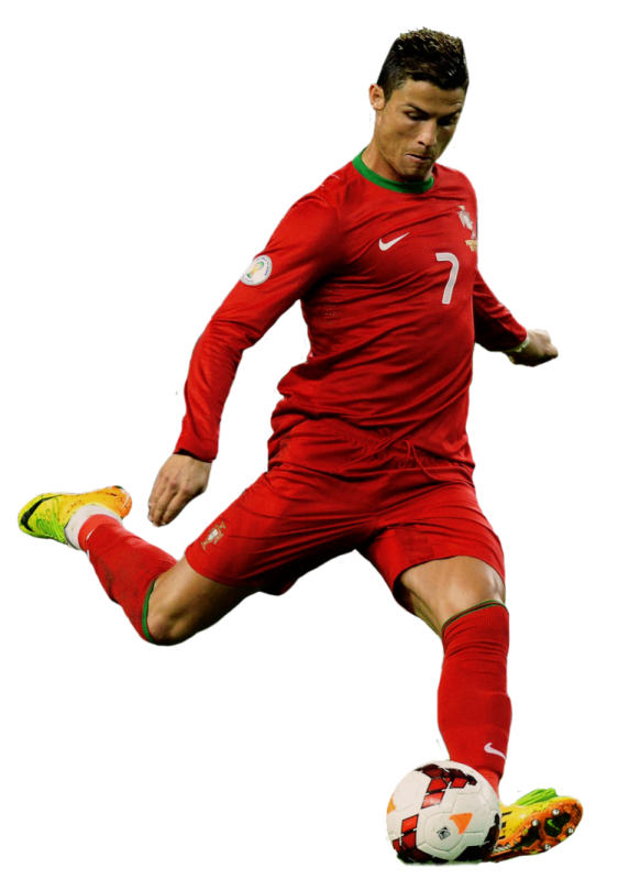 a man kicking a soccer ball in the air