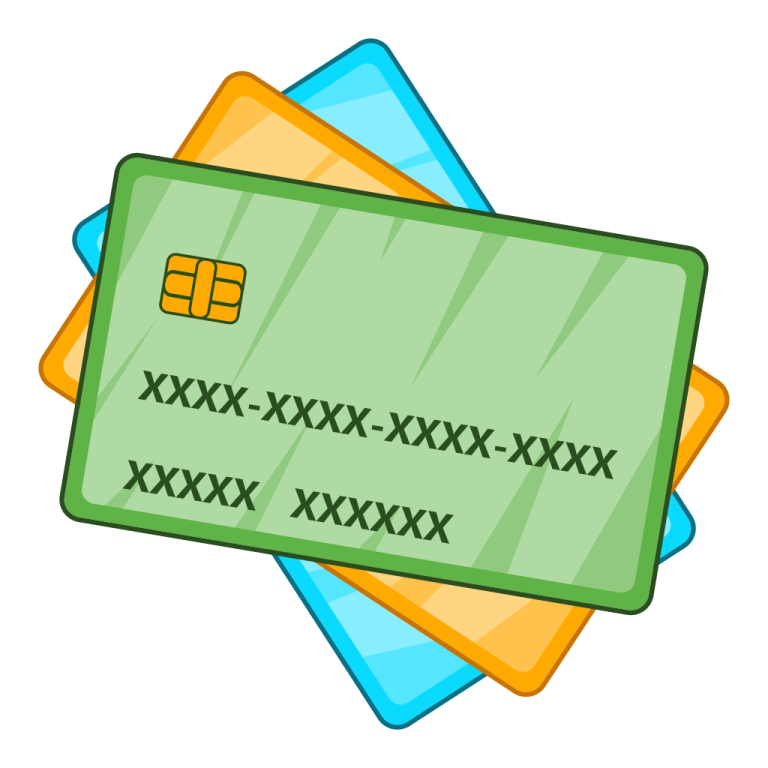 a credit card with four different colors