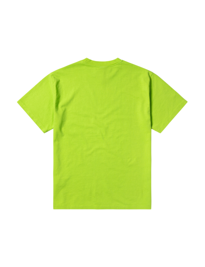 a picture of the back of a lime green t - shirt