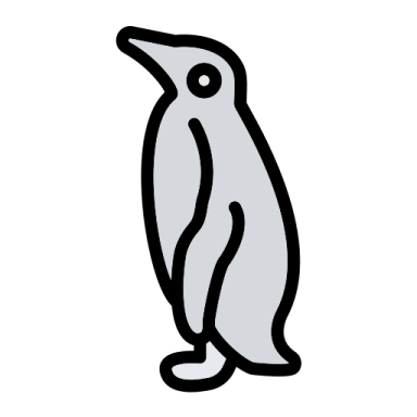 a black and white drawing of a penguin