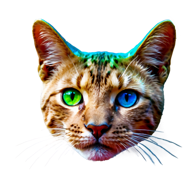 a close up of a cat's face with green eyes