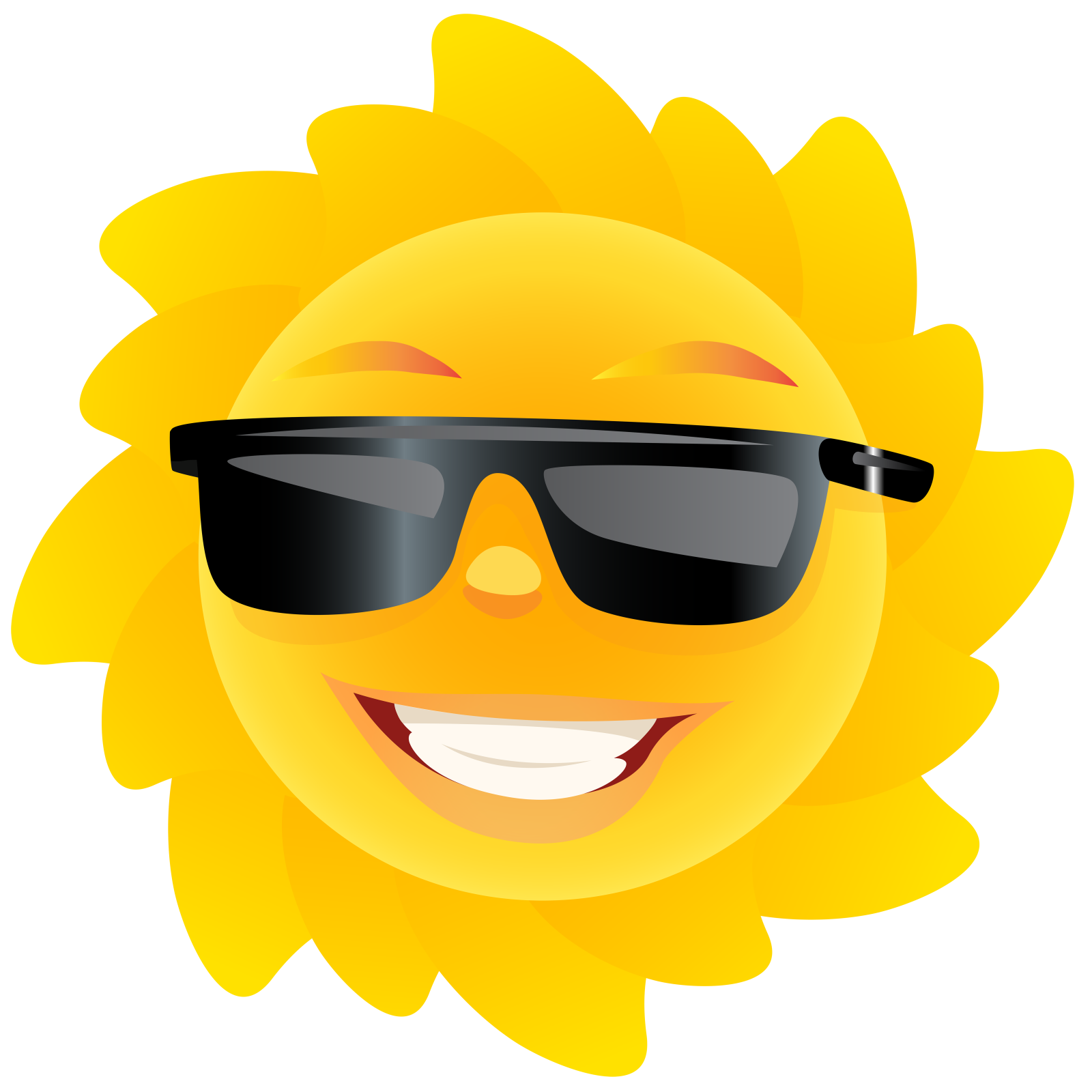 a smiling sun wearing sunglasses