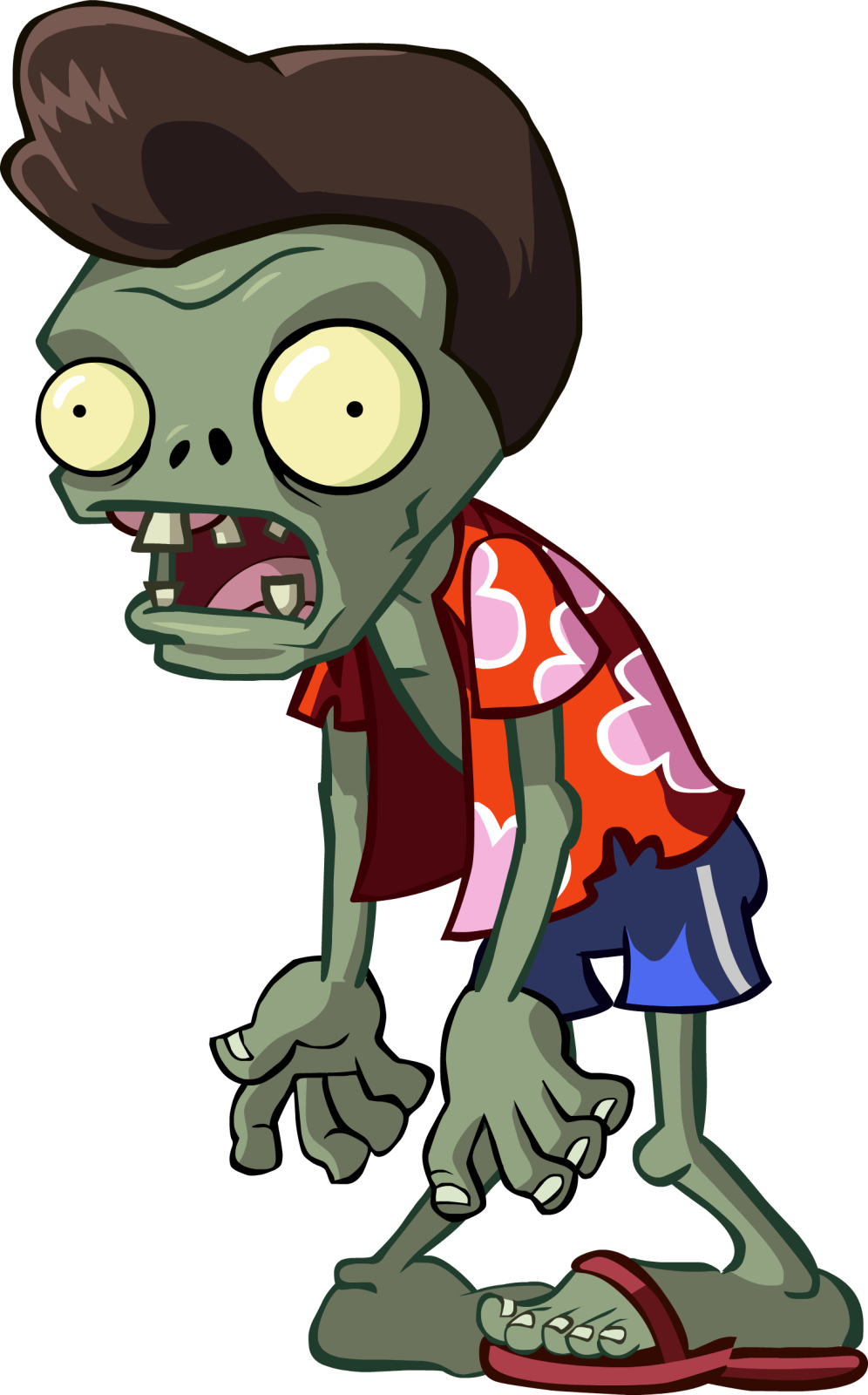 a cartoon zombie with a backpack on his back