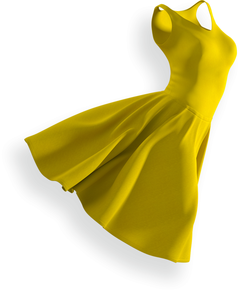 a yellow dress on a white background