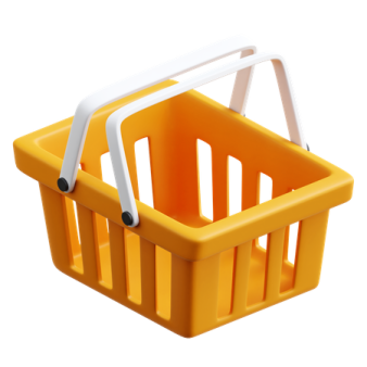 a yellow plastic basket with handles