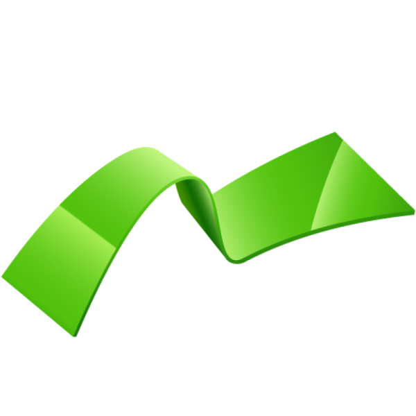 a green ribbon on a white background