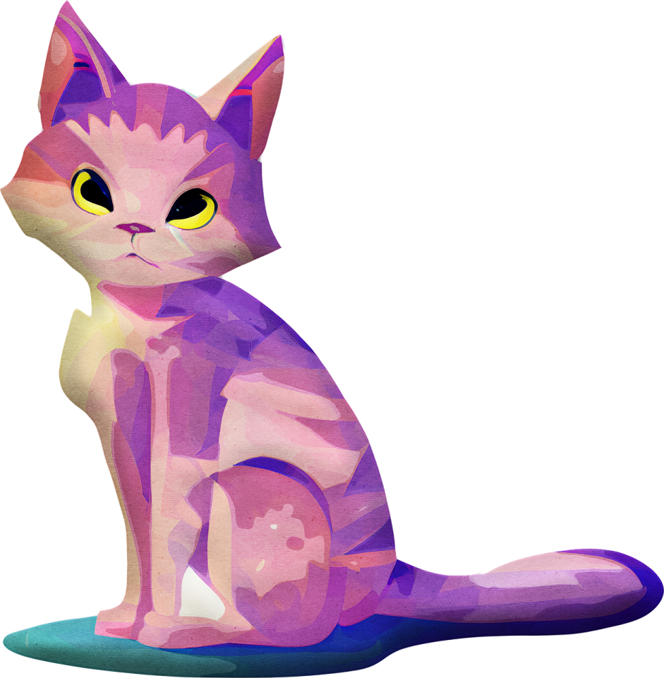 an illustration of a cat with yellow eyes