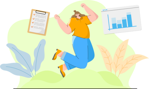 a woman running with a clipboard in her hand