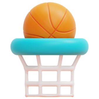 a basketball ball sitting on top of a basket