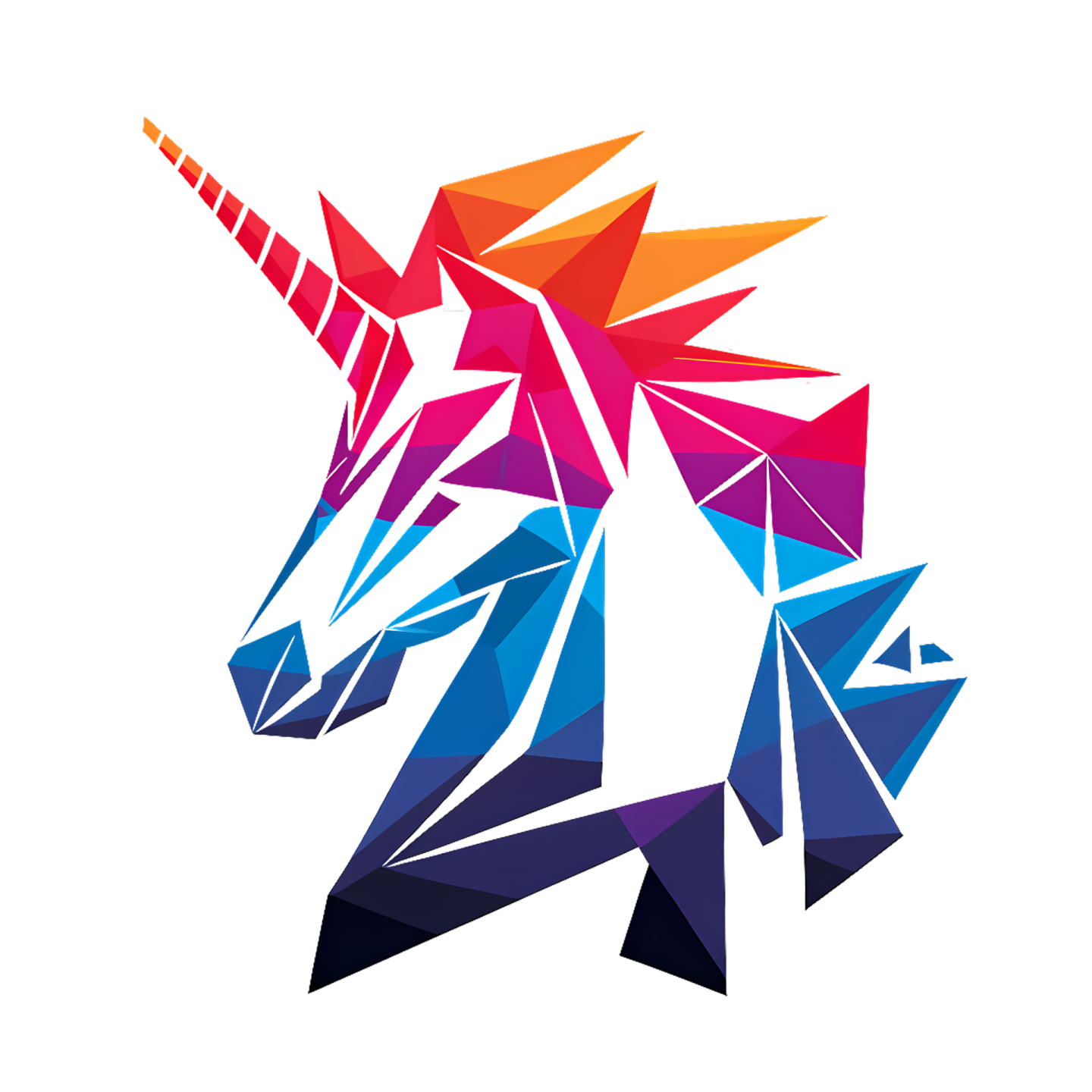 a colorful unicorn head on a white background