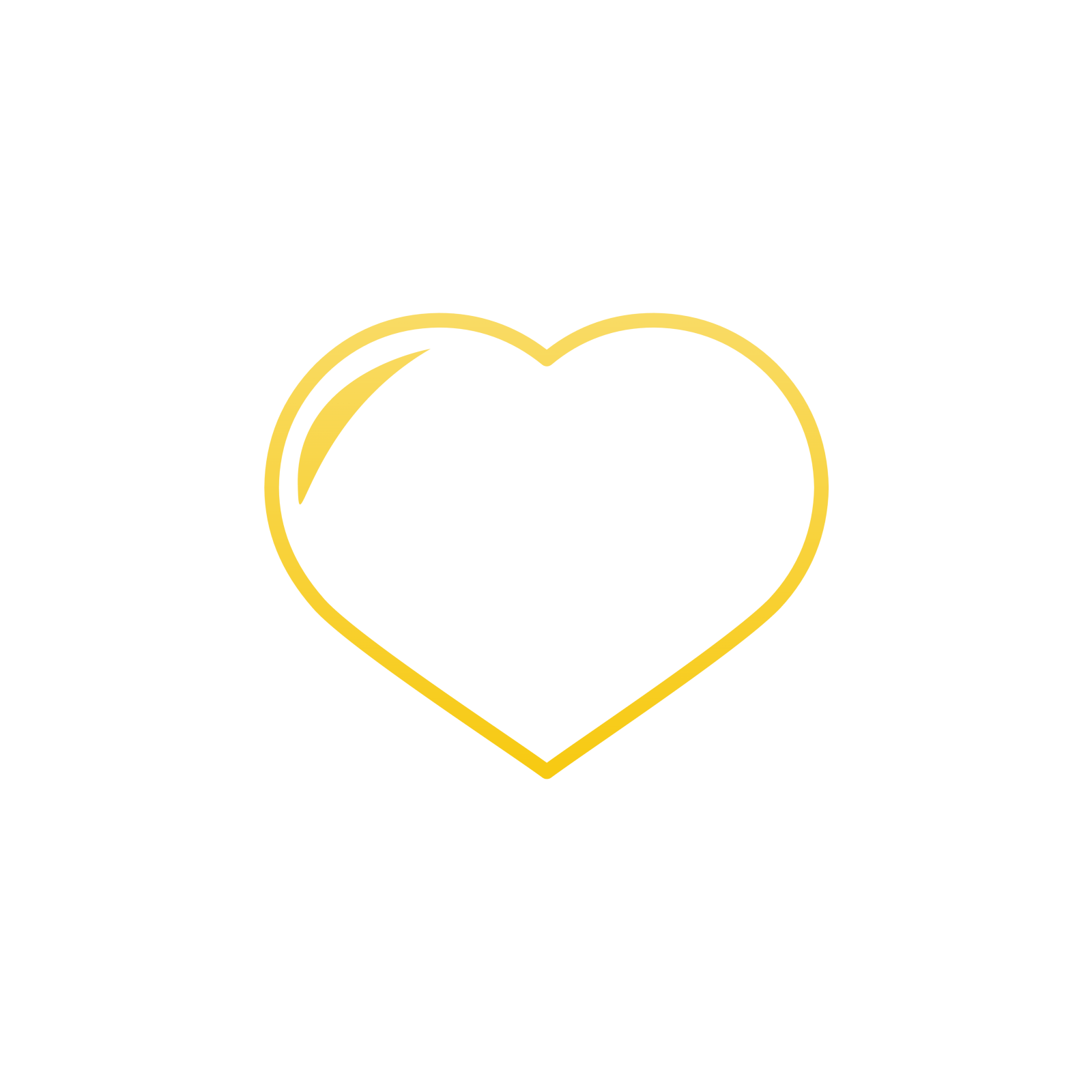 a gold heart on a white background