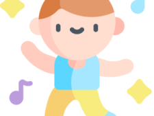 a boy with a blue shirt and yellow pants