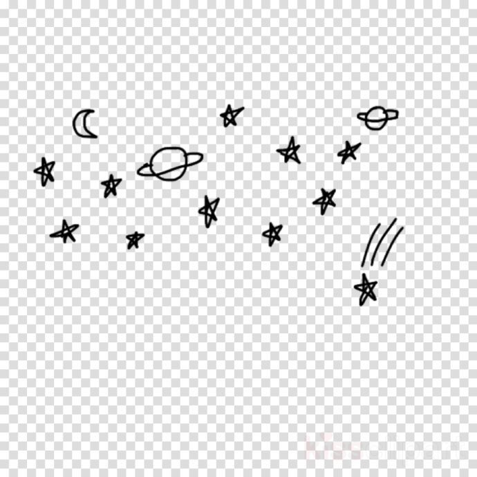 a black and white drawing of stars on a transparent background