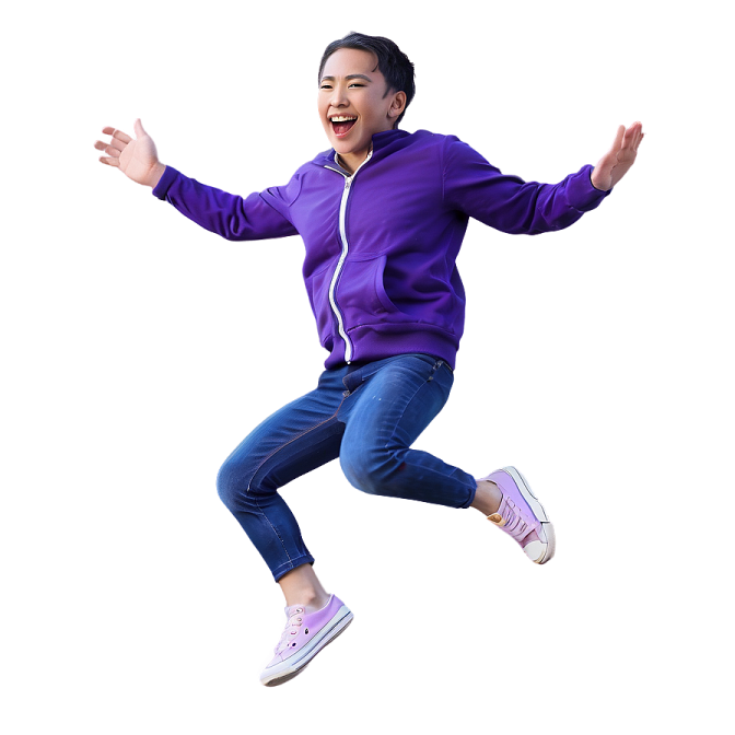 a young girl jumping in the air