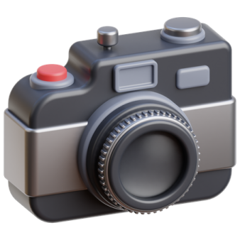 a camera with a red button on it