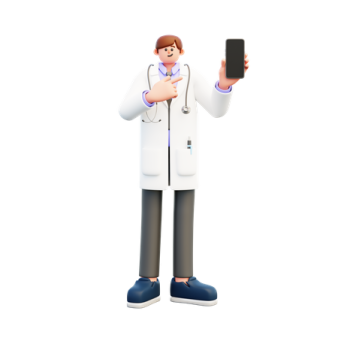 a doctor holding a cell phone in his hand