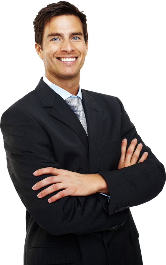 a man in a suit with his arms crossed