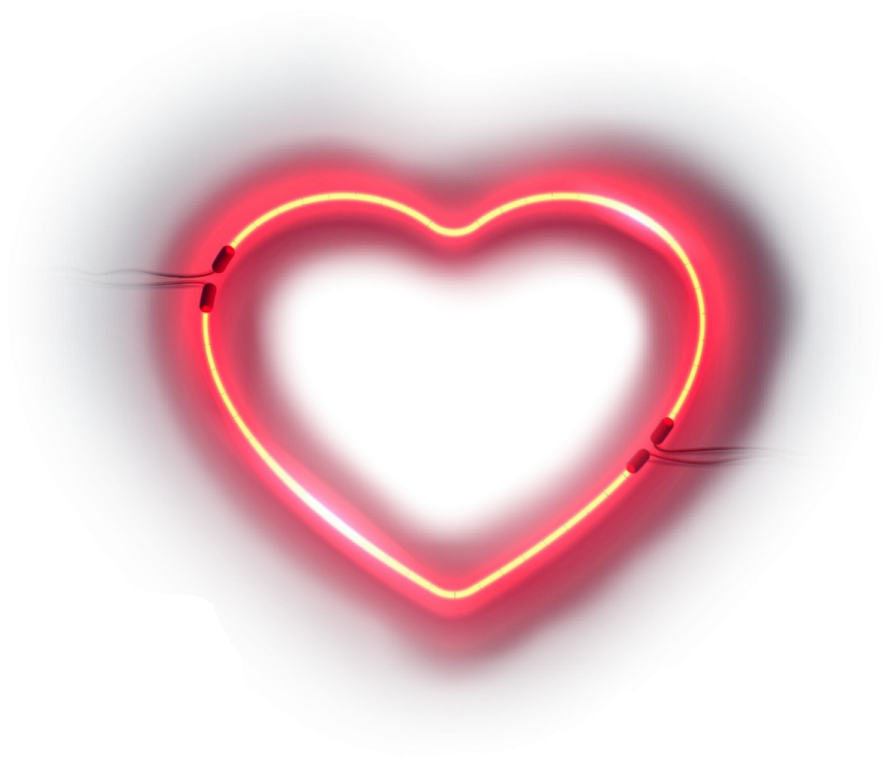 a heart shaped neon sign on a white background