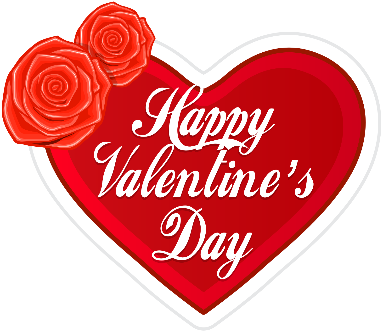 a red heart with roses and the words happy valentine's day