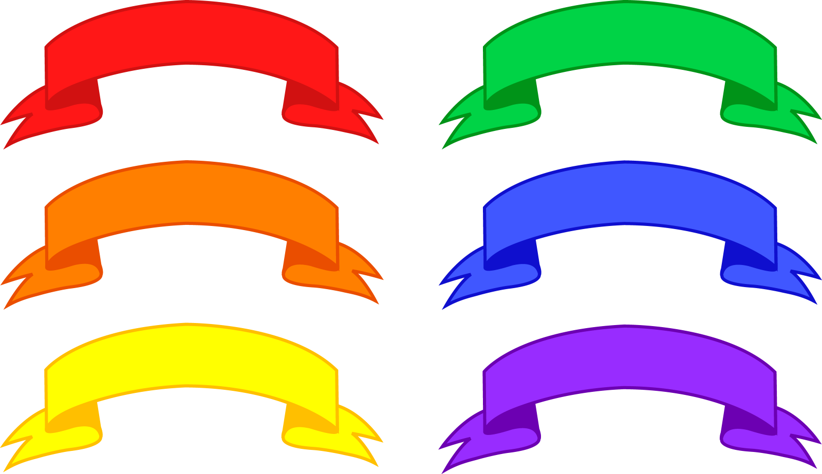 a set of six different colored ribbons