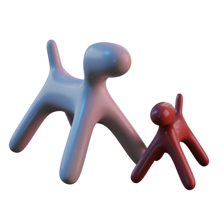 two different colored figures on a white background