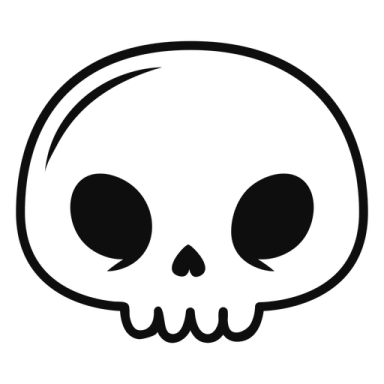 a black and white skull icon