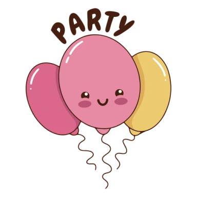a pink and yellow balloon with the words party