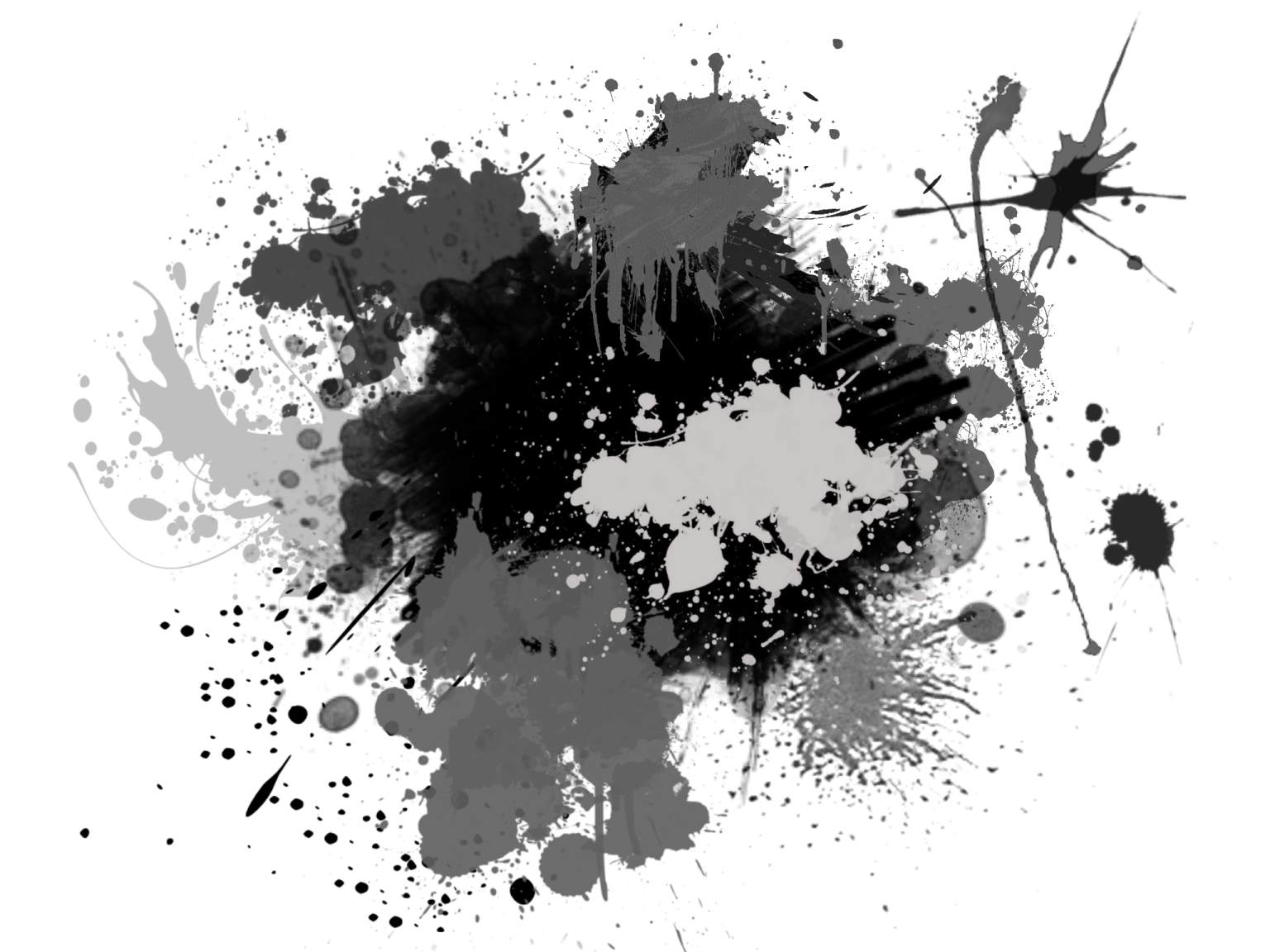 a black and white paint spied on a white background