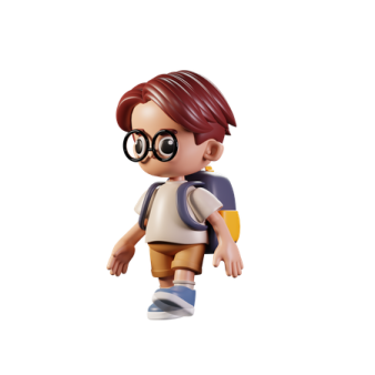 a little boy with glasses and a backpack