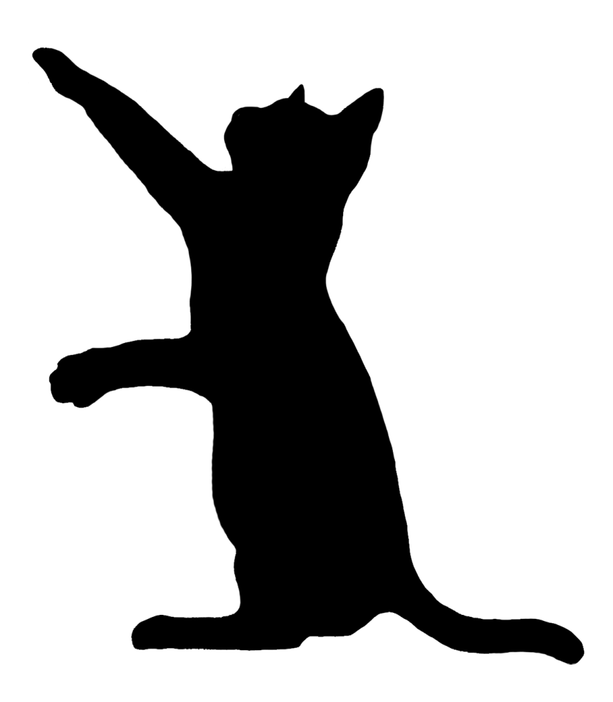 a black and white silhouette of a cat