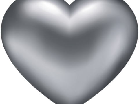 a silver heart on white background