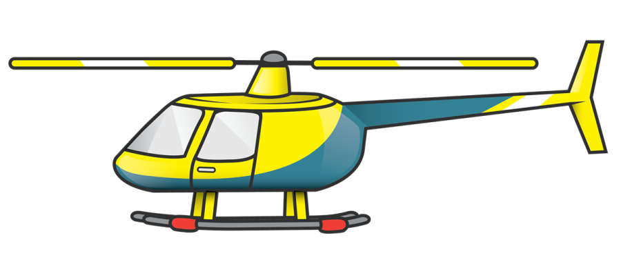 a yellow helicopter on a white background