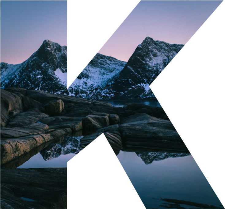 the letter k is reflected in the water