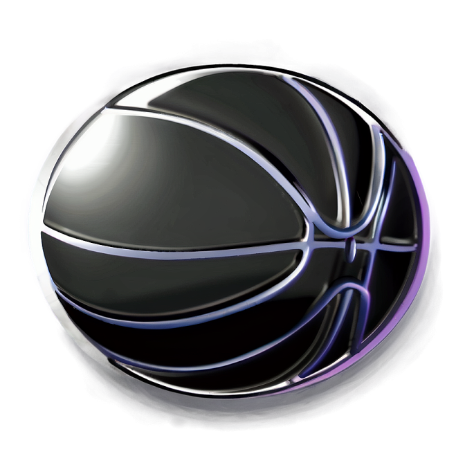 a black and purple ball on a white background