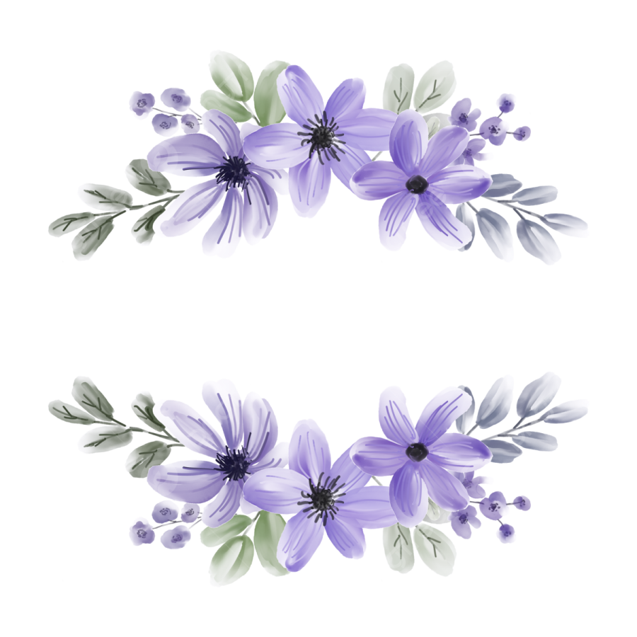 a set of watercolor flowers on white background