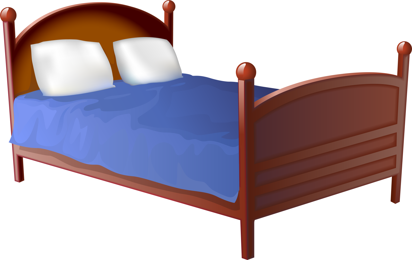 a bed with two pillows on it