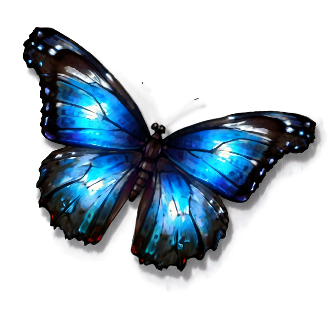 a blue butterfly on a white background