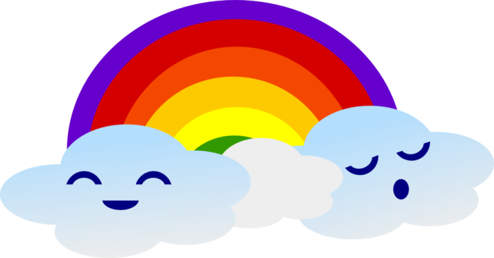 a rainbow in the sky with clouds