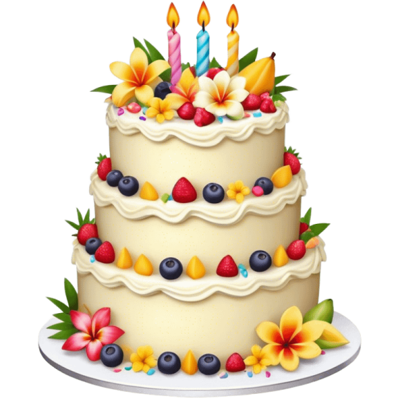 a birthday cake with fruit and candles