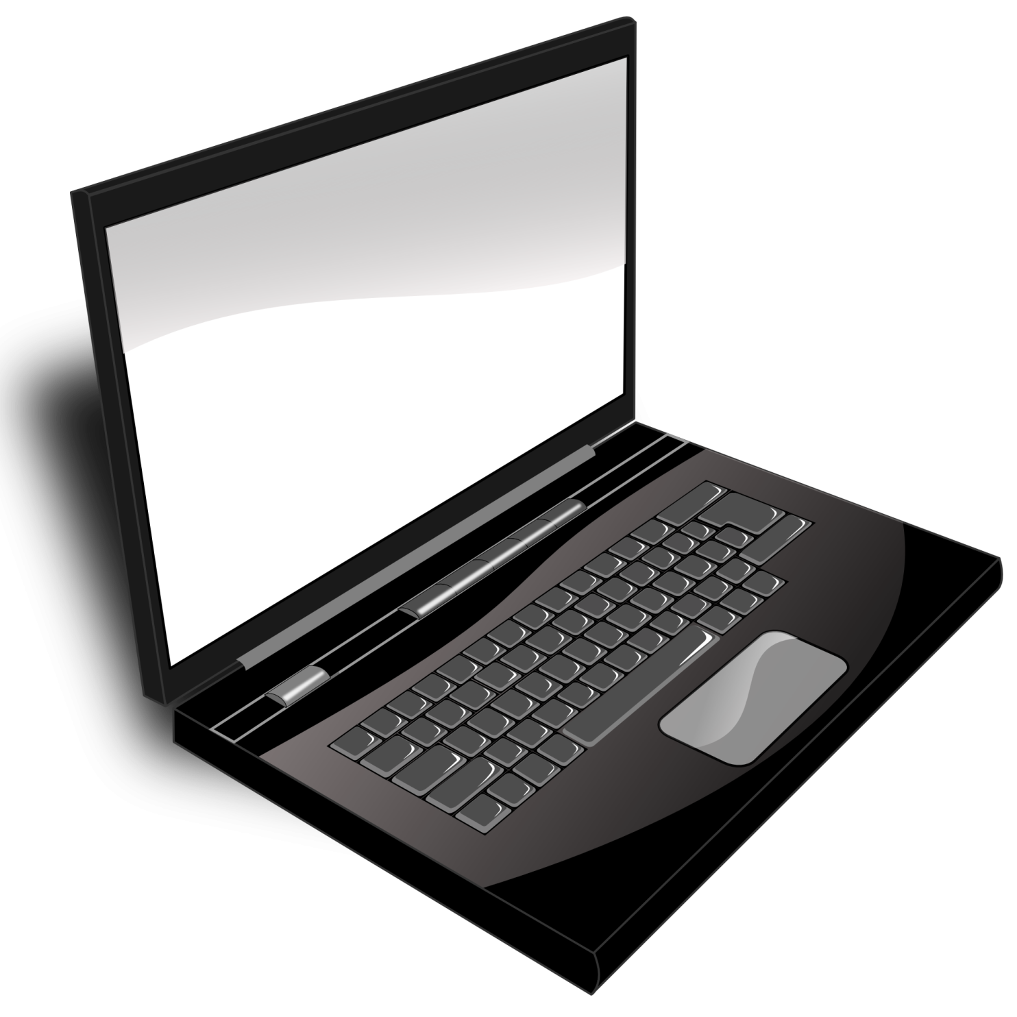 a laptop computer with a blank screen