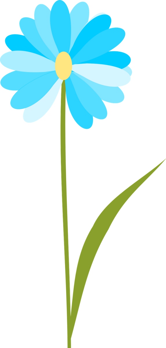 a blue flower with green stems